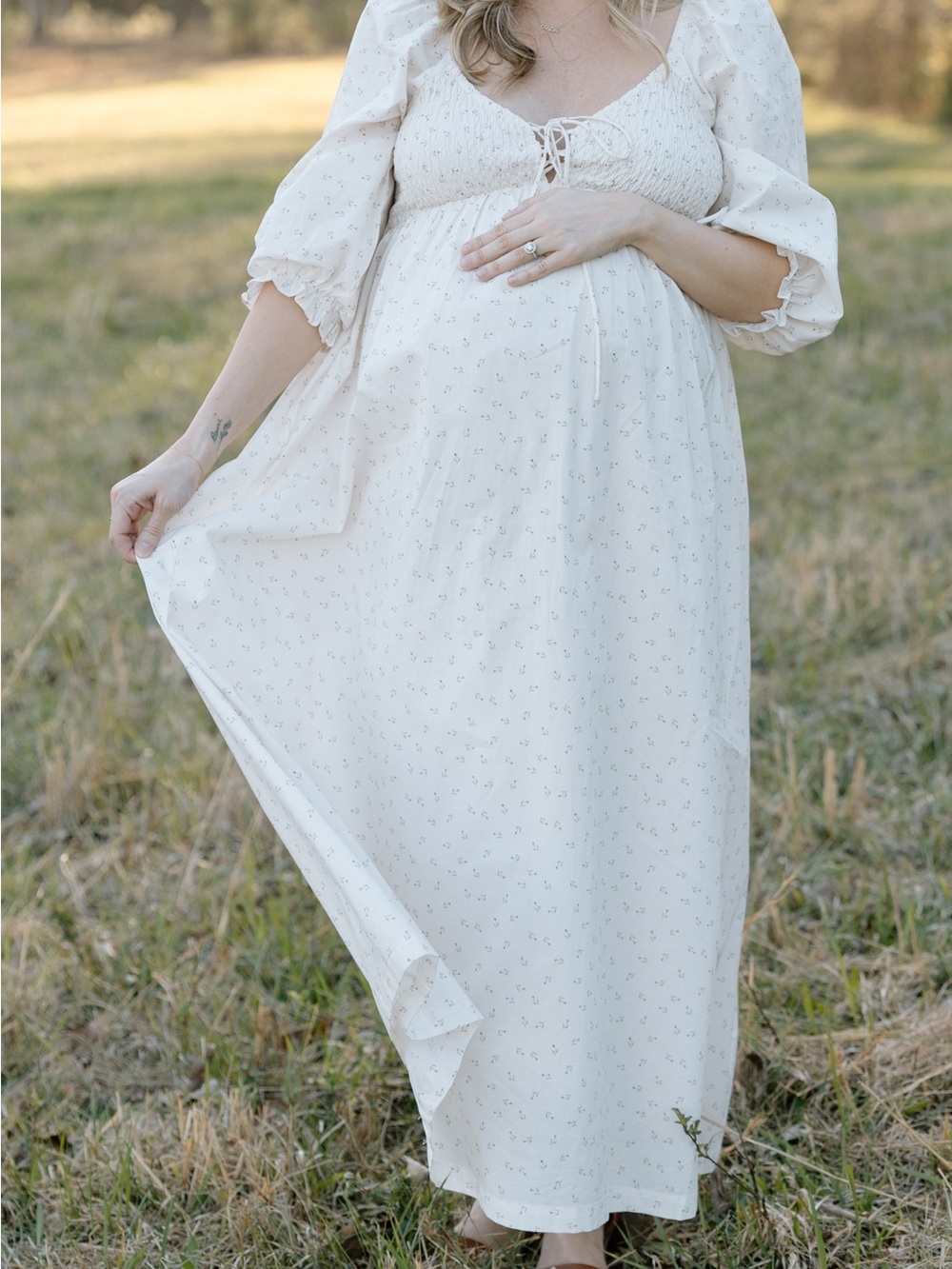 Worth Collective - Smocked Square-Neck Maxi Dress in Cream - Picture 4 of 4